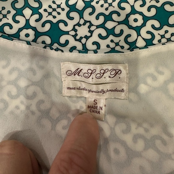 Women’s Max Studio White and Turqoise Printed Mini Dress, EUC! - Picture 6 of 7